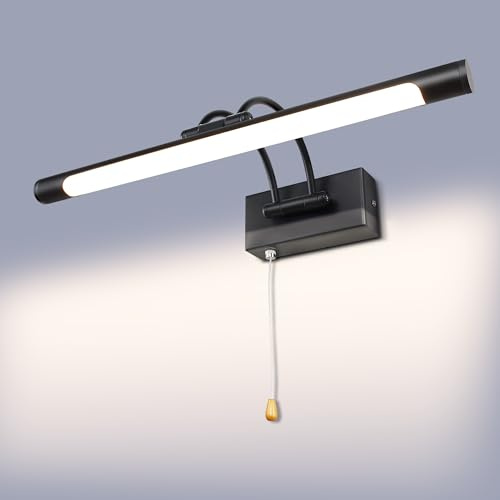 TYhogar LED Badezimmer Spiegel Lampen Wandleuchte Bilderleuchte Nachttischleuchten Mit Schwenkbarem Lampenkopf Zugschalter Wandleuchter Beleuchtung Fixture, 8W IP44 Wandbeleuchtung Leselampen 40cm