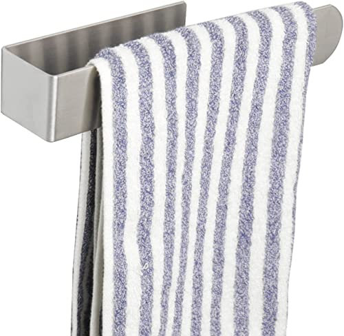 YUET Porte-Serviettes Salle de Bain 24cm Anneau Porte Serviette Ouvert de Style Européen Mural Auto-AdhéSif sans Perçage, SUS 304 Acier Inoxydable, Support Murale Cuisine Lavabo,Argenté
