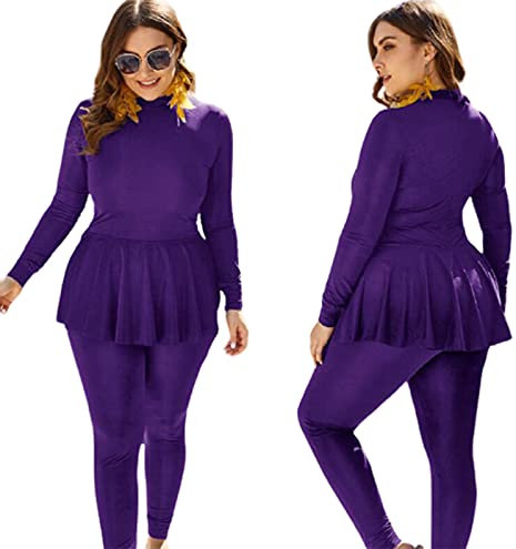 Neoprenanzug für Damen, Übergröße, 4XL-5XL, Neopren-Ärmel, Surfen, Tauchanzüge, Reißverschluss, Neoprenanzug, langärmelig, Einteiler, Ganzkörper-Neoprenanzug, Surfen, Schwimmen, Violett, 5XL