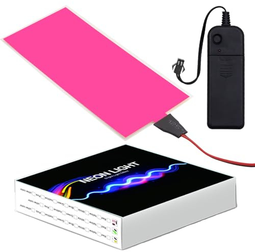 EL Panel Foglio luminoso elettroluminescente decorazione luce foglio neon 12 cm x 5 cm (4,8 x 2,0) on/flash lento/flash veloce, 1 confezione (1, rosa, 12 cm x 5 cm)
