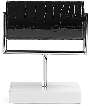 Schmuckständer T-Bar Uhrenständer Marmor Schmuck Organizer Halter für Uhren Armband Arbeitsplatte Tischplatte Schmuckturm Schwarz & Rosa Schmuckhalter (Farbe: Schwarz, Größe: Talla nica