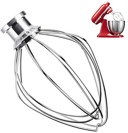 Schneebesen Edelstahl für KitchenAid 3,5 Quart Kippkopf-Standmischer KSM3311 und KSM3316, K35WW Rührbesen Aufsatz, Ballonschneebesen, Zubehör für Mini-Küchenmaschine