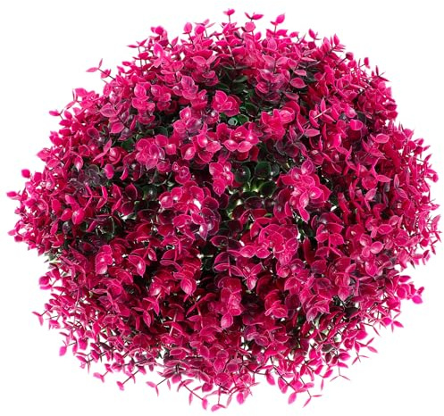 VILLCASE Simulated Eucalyptus Leaf Topiary Ball 13.77 Inch Faux Plant Sphere Lightweight Indoor Outdoor Decorative Grass Ball for Wedding Party Garden Balcony