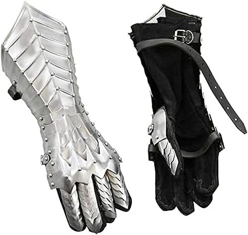 Mittelalterliche Rüstung Stulpen Historische Silber Arm Handschuhe Ritter Larp Krieger Stulpen Europäische Kreuzritter Arm Handschuhe Rollenspiel Kostüm, silber, One size