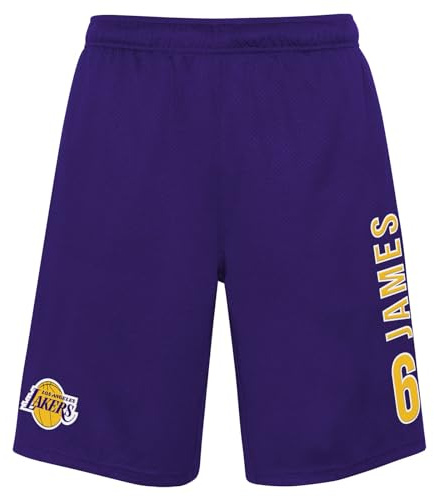 NBA Los Angeles Lakers Lebron James #6 Shorts Hose Basketball Jump Ball Short lila M