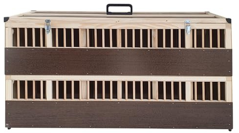 Kleintier-Transportbox aus Holz - 12 Abteilungen - je mit verschließbarem Innendeckel