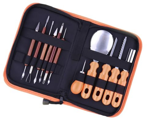 LABRIMP 12-Teiliges Set Schnitzwerkzeuge für Kürbisse Kürbisschaber Werkzeuge zum Schnitzen von Kürbissen Halloween Kürbis Schnitzmesser Set Werkzeugkasten Dekor schmücken