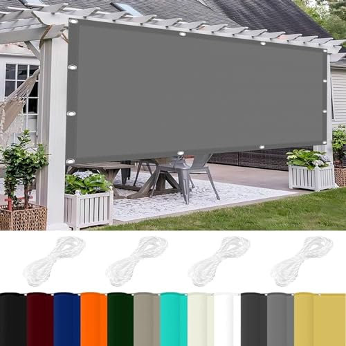 Sonnenschutznetz 2.8 x 6 m 98% UV Schutz Sonnensegel Balkon Regenschutz mit Ösen Und Kordel,Ohne Bohren für Balkon Terrasse Garten Camping, Hellgrau