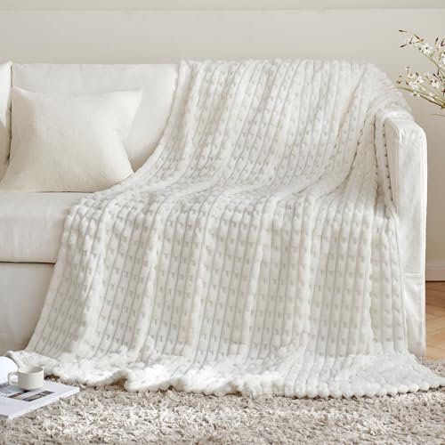 MIULEE Kuscheldecke Flauschig Fleecedecke Decke Tagesdecke Sofadecke Flanell Einfarbig Wohndecken Warm Weich Überwurf Mikrofaser Blanket Für Bett Sofa Schlafzimmer 60x80 Inch 150x200 cm Weiß