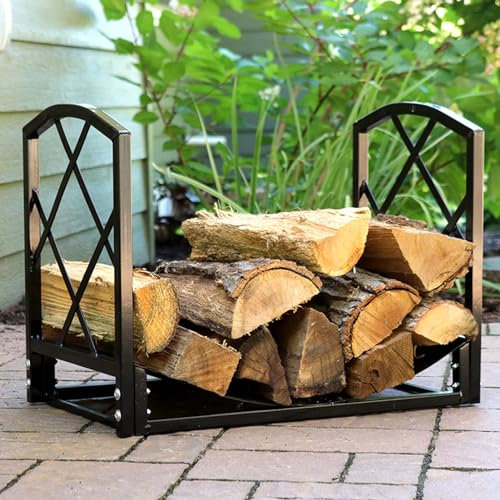 WOTZOV Brennholzhalter für die Aufbewahrung von Holzscheiten im Innen- und Außenbereich, dekorativer Kamin-Anzündholz-Organizer, Stapelbehälter für Holzscheite auf Terrassen im Campinggar