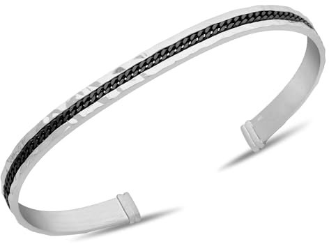 Tony Fein Armreif 925er Silber Schwarz 17 cm
