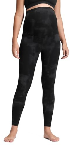 CRZ YOGA Women's Butterluxe Maternity Leggings 28- Träningskläder Yoga Gravidbyxor över magen Smörigt mjuka Black Tie Dye Flowers S