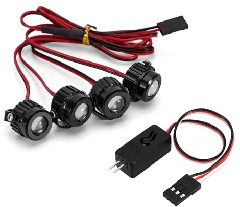INJORA Luci LED Luminose Slluminio con Interruttore di Controllo per SCX10