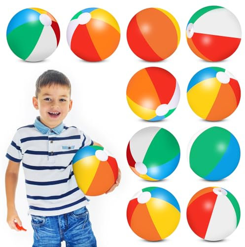 10 Pezzi Pallone da Spiaggia, Palla Gonfiabile, Palla Gonfiabile Bambini, Esterna Giocattolo,Palloni da Spiaggia Gonfiabili per Feste All'Aperto (colorato)