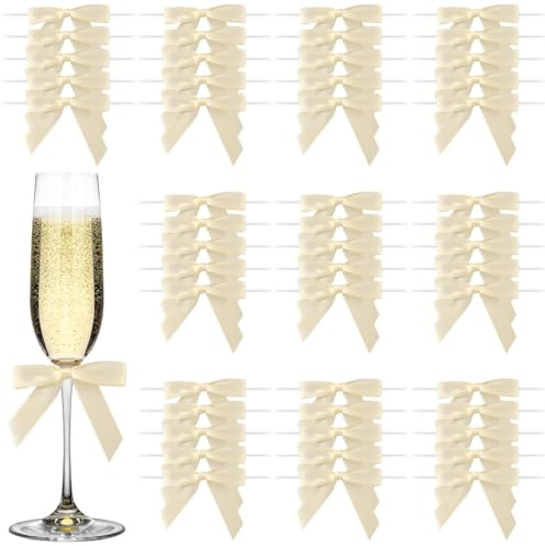 INSPUTOL 50er-Pack Geschenkschleifen zum Verpacken von Geschenken, Selbstklebende Satinschleifen für Weihnachtsbasteleien und Dekorationen (Hellgelb)