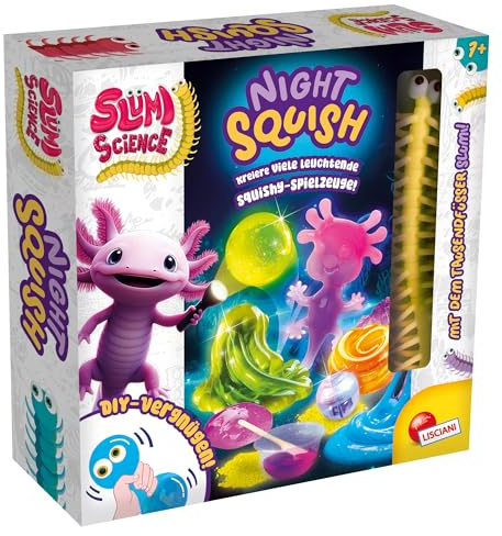 Lisciani - SLUMI Science - Notte Squish - Kit per esperimenti fai da te dai 7 anni - Kit chimico fosforescente per realizzare giocattoli luminosi Squishy