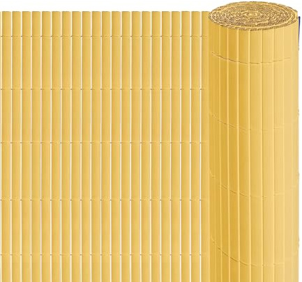 taplzmg PVC Sichtschutzmatte 80 x 300 cm, Doppelte Verstärkung Sichtschutzzaun, Bohren mit Kabelbindern, Wasser- und winddichter Sichtschutz für die Gartenterrasse, Bambus