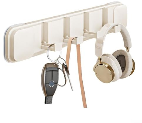 Gancho plegable con ventosa, perchero montado en la pared para almacenamiento en el hogar, organizador colgante sin taladro para bolsos, toallas (4 ganchos blancos)