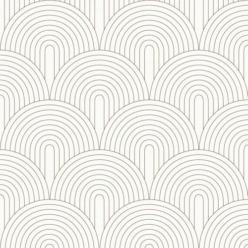 ICYEHAO Selbstklebende Tapete Beige Geometrisch, 44.5 x 500 cm Streifen Tapete Beige Vintage Klebefolie Tapeten Klebefolie Möbel Boho Möbelfolie Selbstklebend für Badezimmer Wohnzimmer Schlafzimmer
