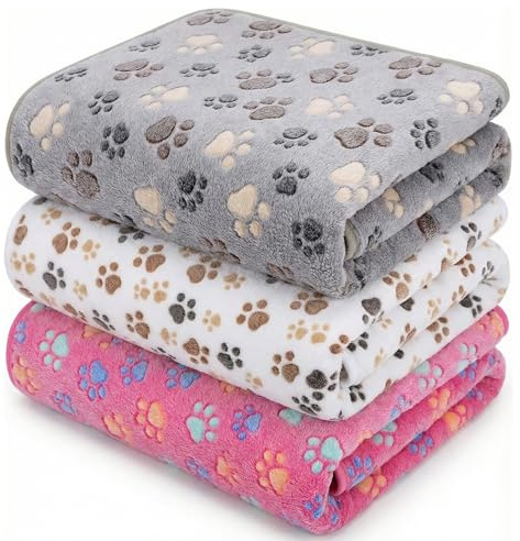 Katzendecke, 3 Stück Flauschige Kuscheldecken Für Katzen Und Kleine Hunde, Weiche Und Warme Haustierdecke Für Sofa, Schlafmatte Und Spielbereich, Einfach Zu Reinigen, Hellgrau Beige Rosa