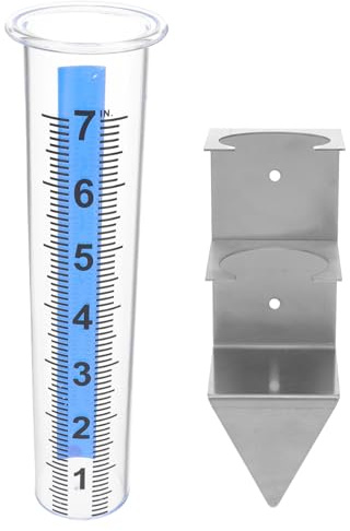 VILLCASE Regenmesser Mit Metallhalterung Und Erdspieß Zur Genauen Niederschlagsmessung Für Garten Und Terrasse Inklusive Stabilem Edelstahlgestell Für Außenbereich