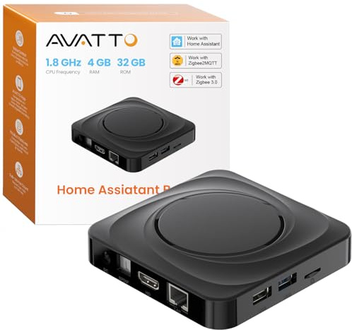AVATTO Home Assistant Box, Quad-Core Cortex-A55-processor, frekvens 1,8 GHz, RAM 4 GB, ROM 32 GB, USB3.0/USB2.0-portar, HDMI2.0, stöder Zigbee2MQTT och ZHA