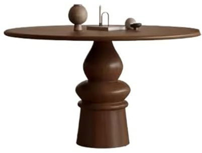 SFANIIX Table de Salle à Manger Petite Table À Manger en Bois Massif De Style Milieu du Siècle, Ronde Créative Couleur Noyer, Rétro