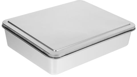 CIYODO Molde para Hornear Pasteles de Acero Inoxidable 28X22X6 CM con Tapa Antiadherente Molde para Tiramisú y Mousse Recipiente para Repostería Doméstica y Fiestas