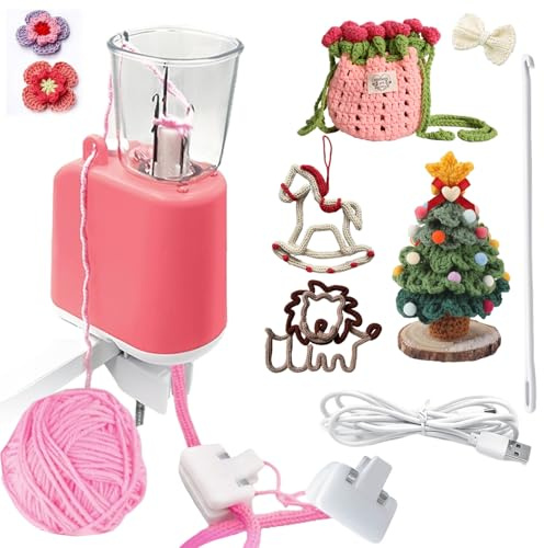 Strickmaschine Elektrisch, Sehr Effizient Automatische Herstellung von Strickschläuchen, Deko Schnur Strickliesel, DIY Häkelmaschine für Erwachsene&Kinder,Einfache Anwendung für Anfänger,Rosa