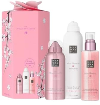 Rituals The Ritual of Sakura Bestseller Set, Duschschaum, Körper-Mousse & Körperspray, Kirschblüten-Reismilch-Duft, 3-tlg.