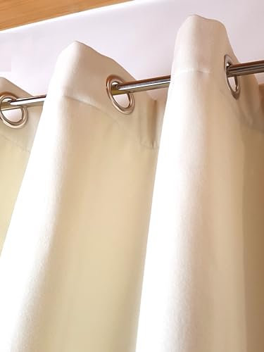NOVUM fix Filzvorhang mit Ösen Softfilz Thermovorhang Kälteschutz Türvorhang Raumteiler Übergardine helles beige energiesparen 138x225cm(BxH)
