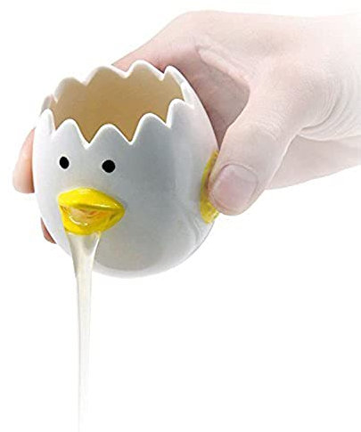 LuoCoCo Novelty Egg Separator, Ceramics Vomiting Chicken Egg Yolk White Separator, Portable Egg Filter Splitter, Kitchen Cooking Baking Cake Gadget Assistant Tool, Dishwasher Safe (Yellow)