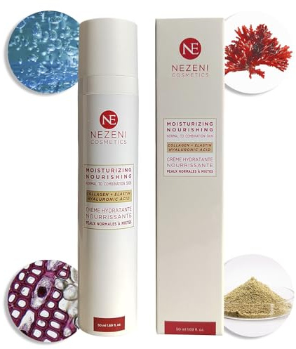 Nezeni Crema Hidratante Facial Colageno Nutritiva | 11 Principios Activos | Aumenta Producción de Colágeno | Crema Facial Nutritiva Para Pieles Normales, Mixtas y Grasas BAJA EN CONSERVANTES