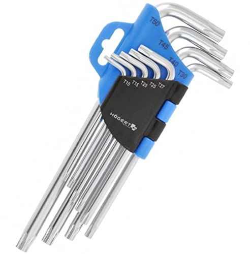 Högert Technik - Chiave Compatibile con Tamper Chiavi a Brugola Lunghe, Lunga Set di Cacciaviti Set di Chiavi Resistente alla Deformazione e all'Usura - 9 Pezzi