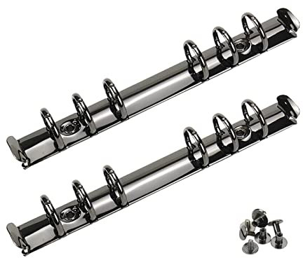 Semetall 2pcs A6 Notebook 6-Ring Binder Mechanism Loose Leaf Binding Spines Combs Metal Clip Ring Binder Replacement Kit,Black