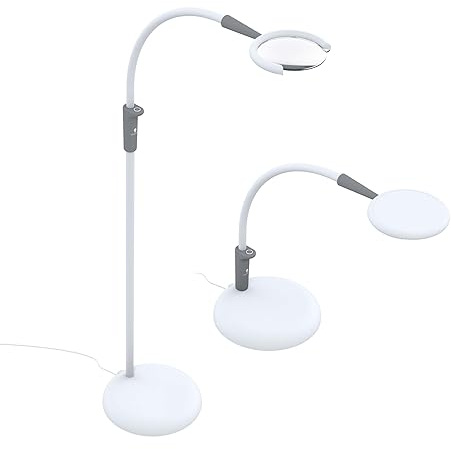 The Daylight Company - Magnificent Pro - Magnifying lamp, Bright 6000K LEDs, CRI 95+, 3 in 1, 1.75X semi-Rimless Lens, Lumens: 600, 95+ CRI, 3 Brightness Levels, White/Grey