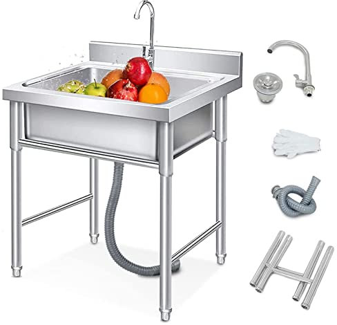Fregadero para exteriores Fregadero independiente Fregadero comercial para lavadero con protector contra salpicaduras, Fregadero de garaje industrial para restaurante, taller