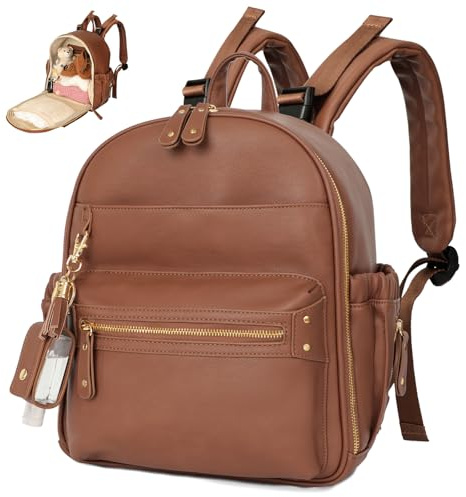 miss fong Small Diaper Bag Mini Diaper Bag Backpack Mini Backpack with 11 Pockets Baby Diaper Bag with Hand Sanitizer Holder, 2 Insulated Pockets