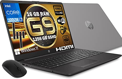 HP Notebook 250 G9 modelo 2023, PC portátil gris, Intel Core i7 1255U 12Th Gen 4,7 GHz, RAM 16 GB, SSD 1256 GB, pantalla 15,6 pulgadas Full HD, Win 11 Pro,