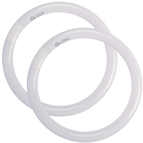 FC12T9 32 Watts 12 inch Circular Light Bulbs, Round Fluorescent 12'' FC12 T9 32W Kitchen and Bath Circline Ceiling Lamp Bulb, Daylight 6500K, G10q 4 Pin Prong, 2 Pack