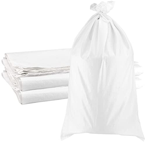 TAICHEUT 120 Pack 14 x 24 Inch Woven Empty Sandbag, White Polypropylene Sand Bags Empty Sand Bag for Construction, Transportation and Flooding