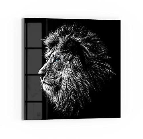 DEQORI Glasbild Acrylglas | Motiv König der Tiere im Profil | quadratisch einteilig 50x50 cm | schöne Dekoration | Wandbild für Wohnzimmer, Schlafzimmer, Flur & Küche | moderne Wanddeko
