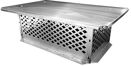 BUYYAH Chimney Cap,17 x 35Chimney Cover, Bottom Installation Method Adjustable to Fit Outside Existing Clay Flue Tile Dimensions 16.7 x 34.7 to 19.3 x 37.3, All Stainless Steel Structure