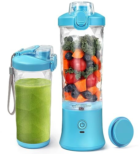 Mixeur portable pour smoothie, Blender Mixeur avec 600 ml de grande capacité et batterie 4000 mAh, 6 lames 3D et IPx67 étanche, moteur 270 W pour faire des milkshakes et smoothies