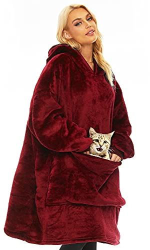 Gentlewarm Hoodie Decke mit Ärmeln und KapuzeDamen, Decken Hoodie Damen Ultra Weiche Sherpa Fleece Hoodie Sweatshirt mit Big Pocket Geeignet Kapuzenpullis für Männer und Frauen