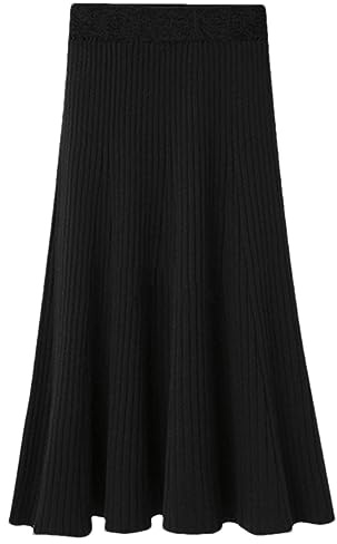 DBFBDTU Gonna Invernale da Donna Gonna Lunga Lavorata A Maglia A Vita Alta Gonne Femminili Vintage Elasticizzate Gonne Taglie Forti Black 6XL