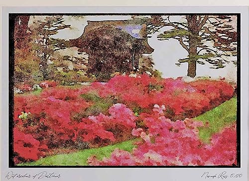 England Countryside 298012 - Azaleas And Japanese Folly, Kew Gardens Watercolour Picture Limited Edition A3