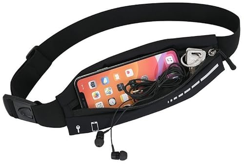 2-pack löparbälte smalt paket för kvinnor män, telefonhållare löpare påse midjebälte för träning jogging, pengabälte löpning presenttillbehör svart, en storlek, mode, Svart, Midjeväskor för löpning