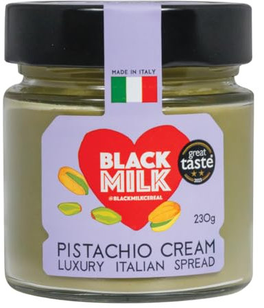 Black Milk Pistachio Cream Spread 230g - Made In Italy - Bake or Spread - Gluten Free - Single Jar