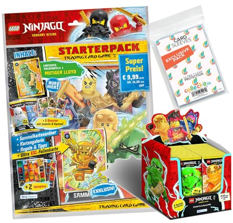 Bundle mit Lego Ninjago Serie 9 Trading Cards - 1 Starter + 1 Display (50 Booster) + Exklusive Collect-it Hüllen